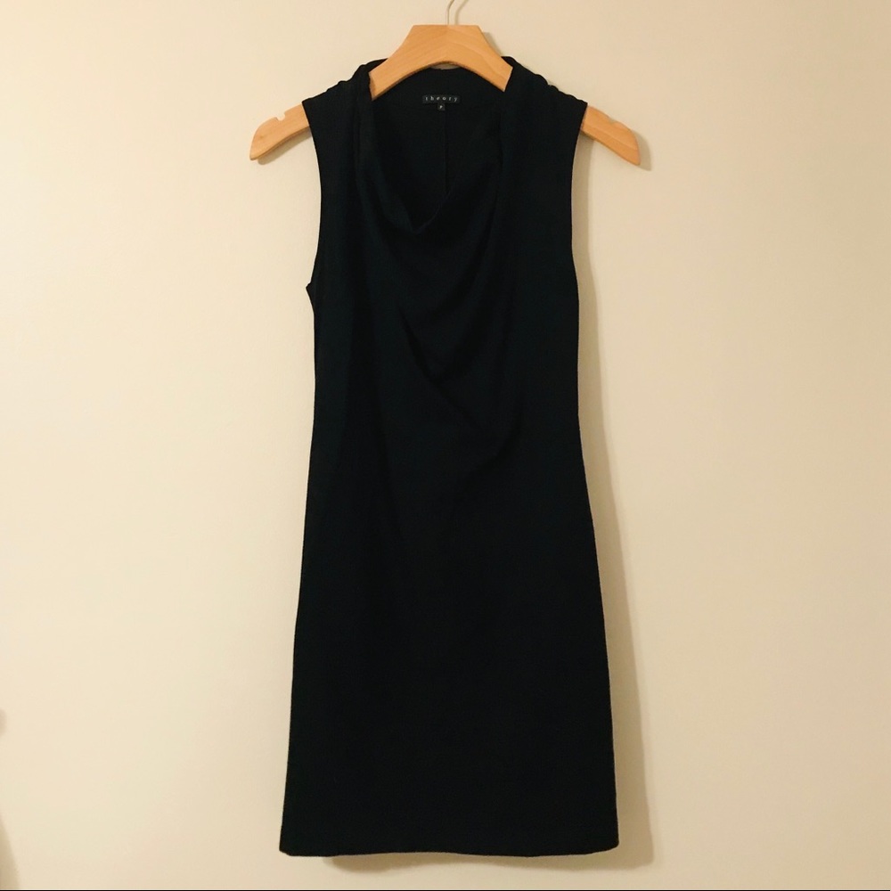 Theory Cowl Black Dress